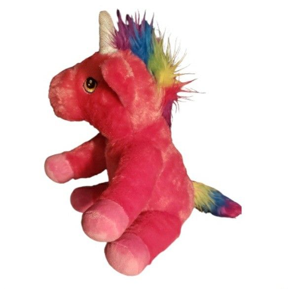 Plush Pink Unicorn, Rainbow Mane & Tail 10" Greta Laura Progressive