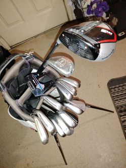 A complete golf set with bag