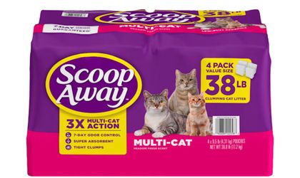 Scoop Away Multi Cat Litter with Meadow Fresh Scent Clumping Litter Locks in Liquid and Odor on Contact, 38 lbs., Pack of 4