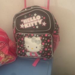 Girls Back Pack One With Wheels Hello Kitty