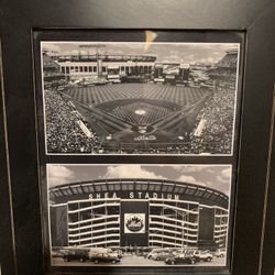 Framed Shea Stadium Black & white Picture