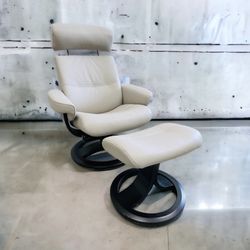 Oslo nordic home leather recliner & ottoman gray deals