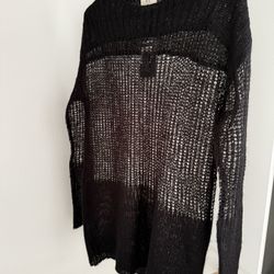 New Black Hollow Out Sweater