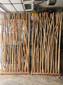 Natural Wood Branch Room Divider Panel Set