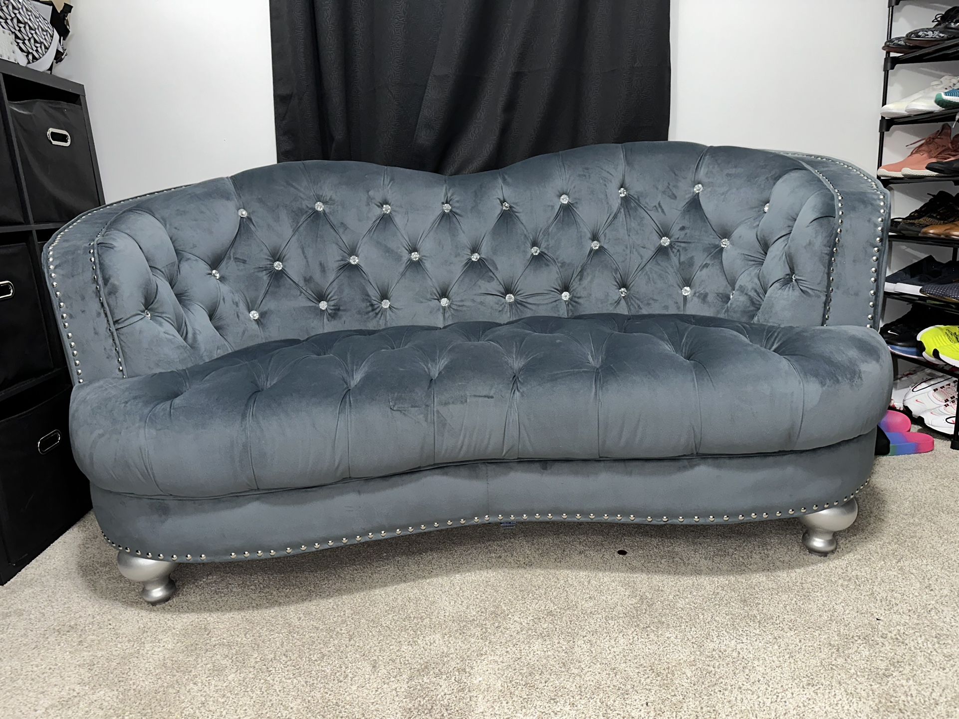 Designer Contoured Velvet Loveseat