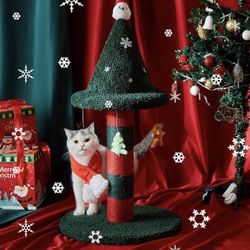 Cat Scratching Post with 4 Hanging Plush Toy Christmas Xmas Tree Gifts for Pets