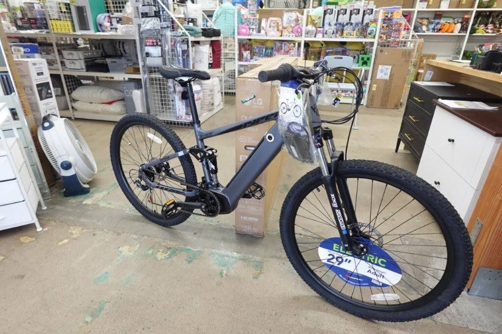 29″ Hyper Bicycles E-Ride 36V Electric Mountain Bike 250W E-Bike- Gray