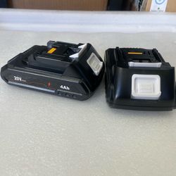2 Pack 4.0 Ah  Battery - 18V  Lithium Replacement battery for Makita