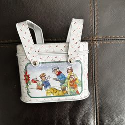 Vintage Design TBC 1987 Christmas Tin and Lid with Handles