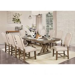 7 Piece Rectangular Dining Set in Light Oak (9 Pc Set also available)