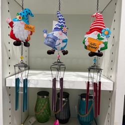 Gnome & Colored Metal Tube Wind Chimes