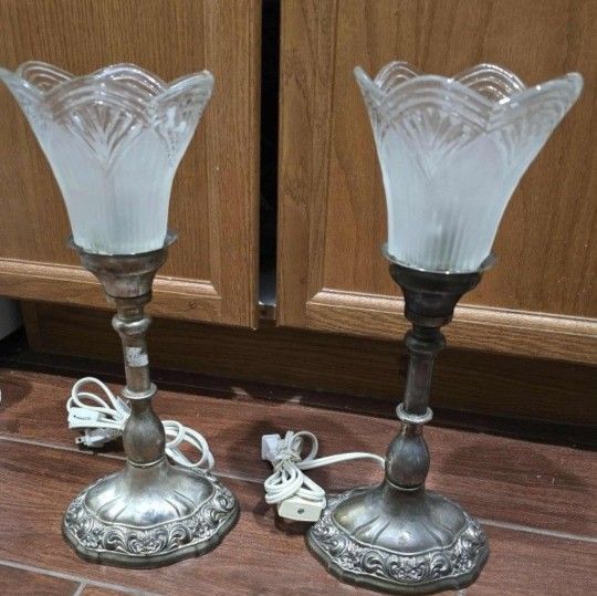 Vintage Rewired Silver Boudoir Nightstand Lamp