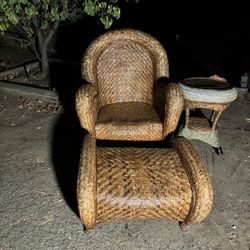 Wicker Chair And Ottoman