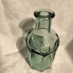 Vintage Green Canadian Octagon Shaped Bottle With Cork Embossed Emblem