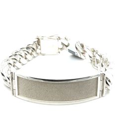 925 Sterling Silver Cuban Satin Id Bracelet 13.2mm 78.20grams 8 1/2 162570 1