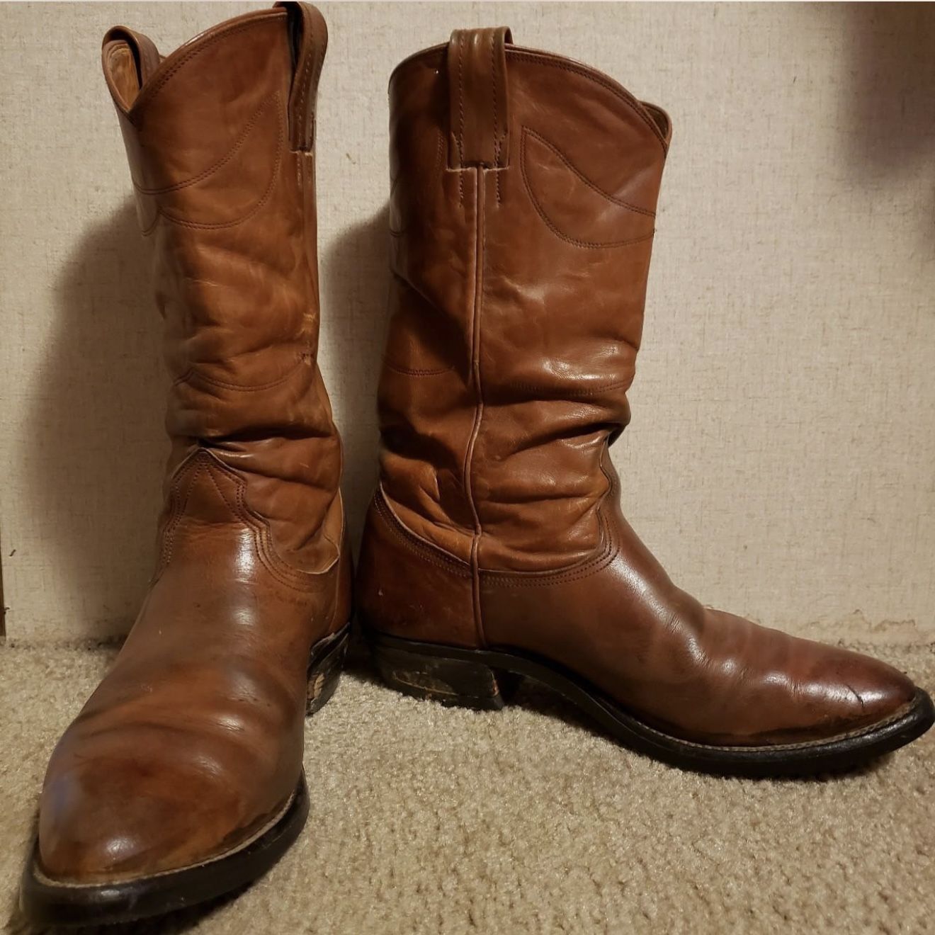 Men’s Nocona Cowboy Western Boots Brown Size 8D