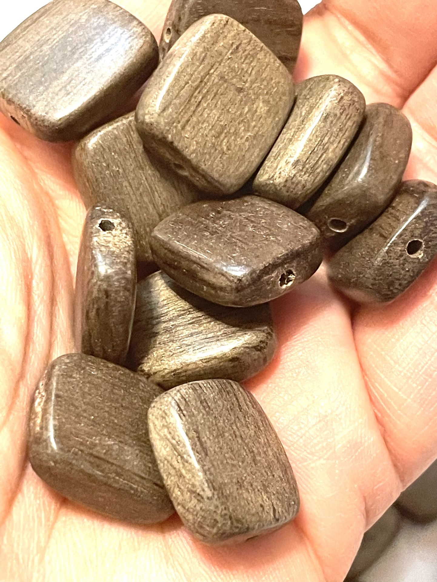Lot Of 38 Square Wooden Beads