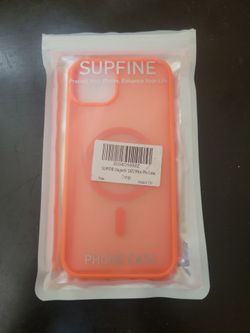 iphone 14/15plus phone case magnetic  orange transparent