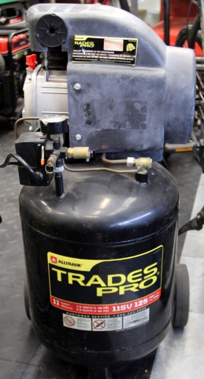 Trades Pro 11 Gallon 125 PSI Vertical Air Compressor - Black, with Wheels