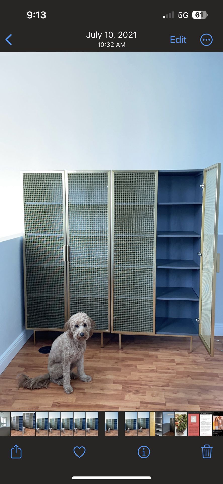 CB2 Gold Brass Cabinet/Bookcase/Book Shelves/Wardrobe Orig. $3700