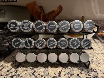 3 Tier Spice Rack Organizer with 21 Spice Jars, 386 Spice Labels
