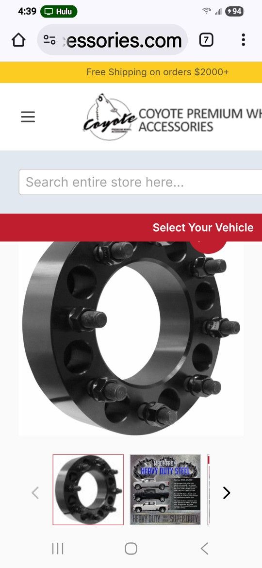 2 STEEL Wheel Spacers Adapters 8 on 6.50 2in 8(contact info removed) HSR-E14 Thick 116.7mm Hub M14x1.5 14x1.5 Thread Stud Fits Chevy Silverado 