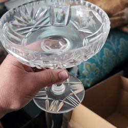Vintage Heavy Cut Glass Pedestal Candy Dish 