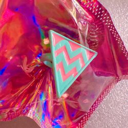 Neon Blue - Pink 80s triangle enamel ring