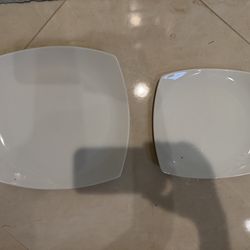 Aurora from Elan “Ten Strawberry Street” Square White Plates - Set of 2