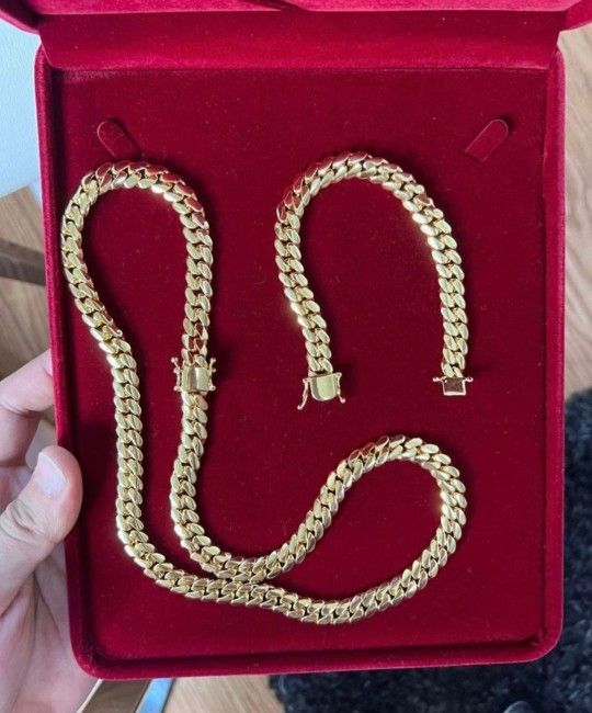 10MM Cuban Set 12MM Gold Plated 14k