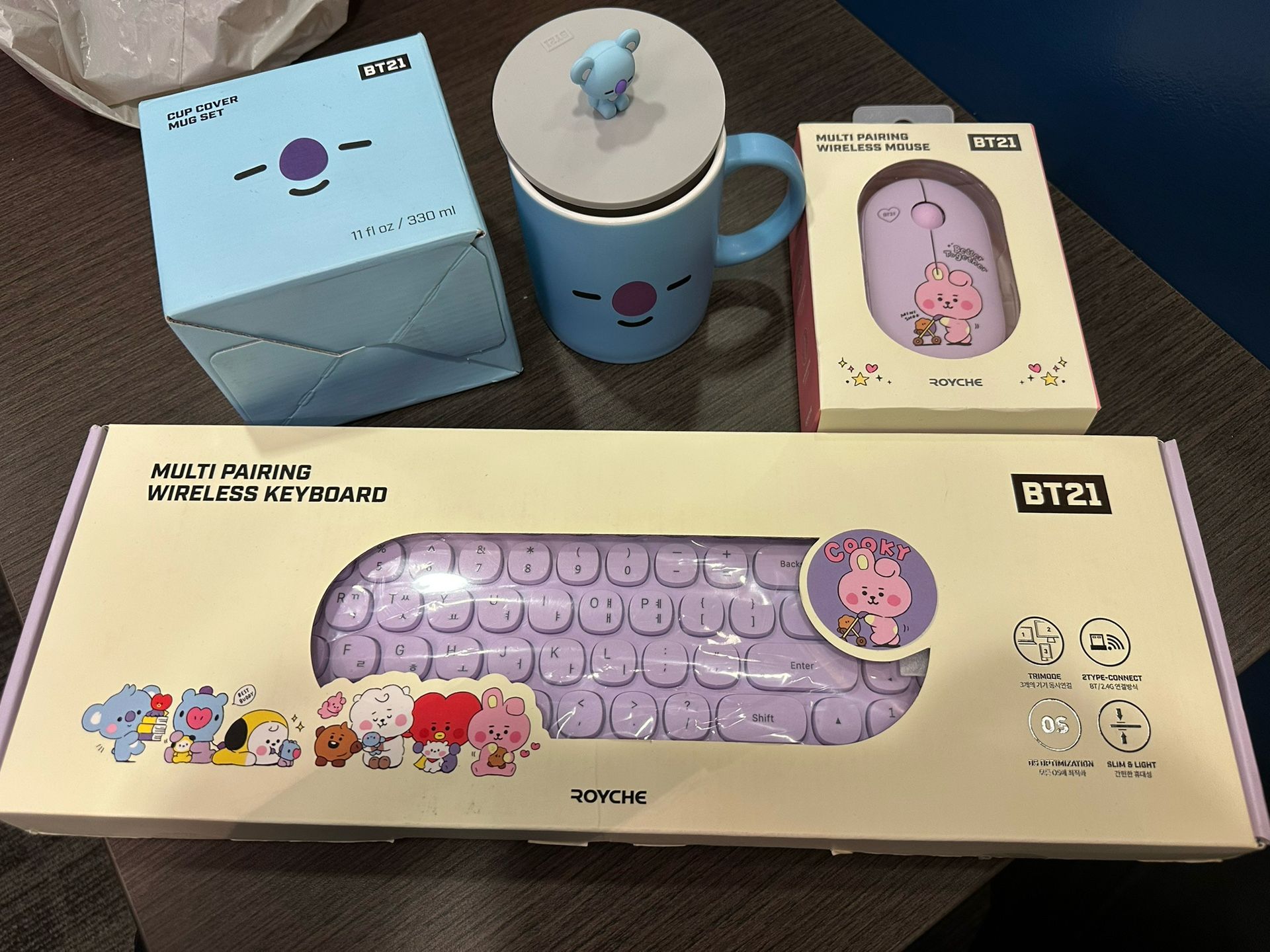 BTS wireless Keyboard, Mouse, And Cup. (new, Open Box)