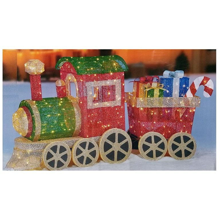 Fabric Mesh Christmas Train with LED