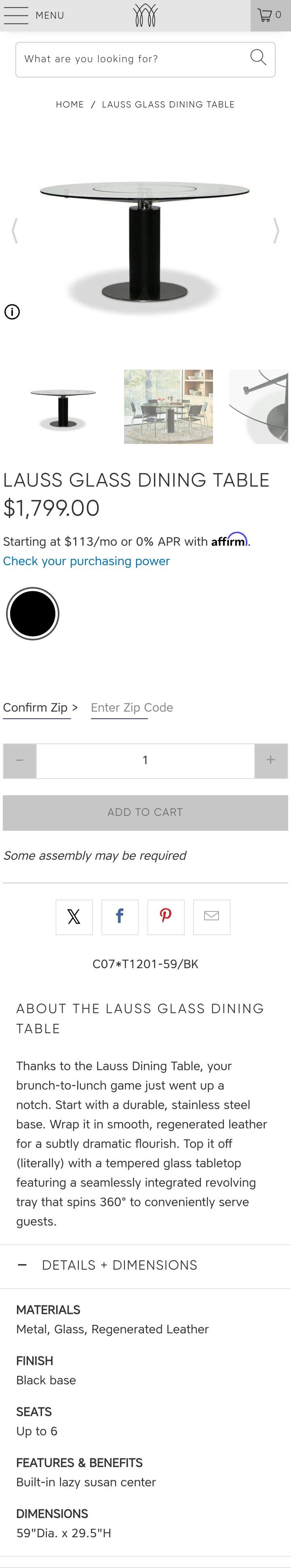 Lass Glass Dining Table ( built-in lazy Susan)