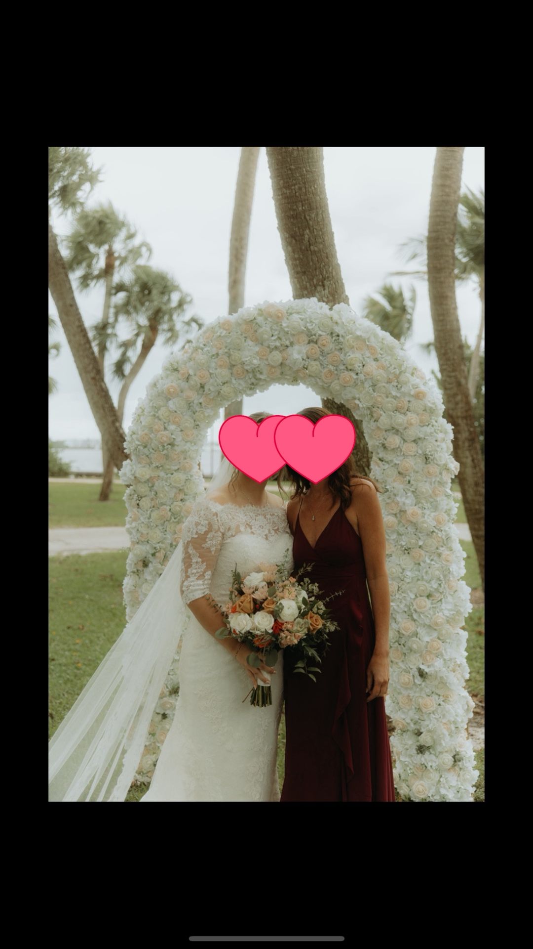 Faux Flower Wedding Arch - 8ft Tall - Cream And Ivory Roses - Gold Frame