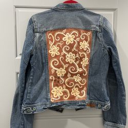 Hand Painted Jean Jacket Size Large