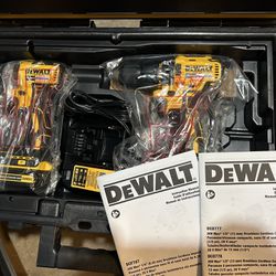 DEWALT 20V Max Brushless Combo Drill DCD777 + DCF787 Impact + 2 Batteries, Charger, Toughsystem Case