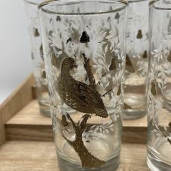 VNTG 8pc Set Of Partridge In Pear Tree Glasses (50)