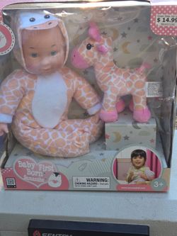 Baby First Born Samantha Doll with Giraffe Plush