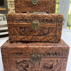 Hand Carved Oriental Boxes 