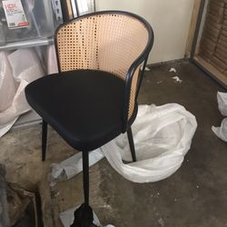 Rattan Back Black Chair 