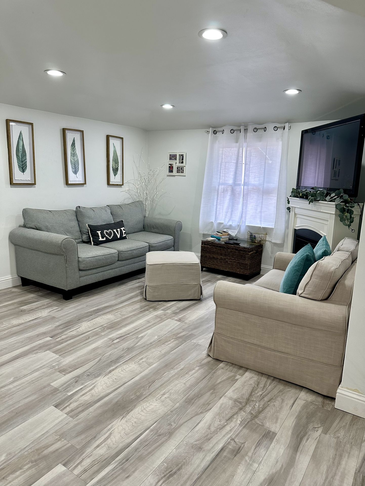 Light blue/grey couch