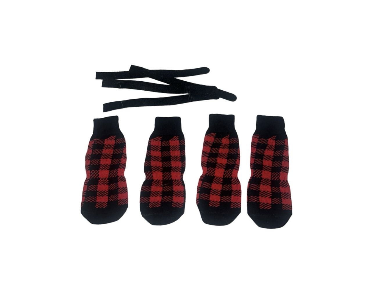 4-Piece Adjustable Non-Slip protective Dog Socks Plaid-Nylon/Cotton