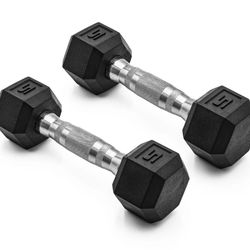 CAP Barbell, 5lb Coated Rubber Hex Dumbbell, Pair
