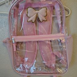 Girls Pink Clear Backpack Brand New