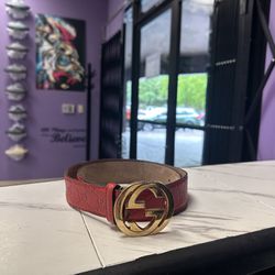 Gucci Belt Red Silver Buckle 