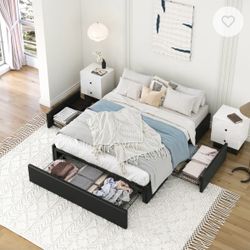 Bed Frame With Pull Out Storage QUEEN