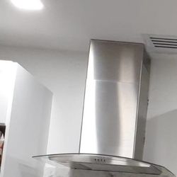  Ducted Kitchen Glass Wall Mount Range Hood with Light in Stainless Steel