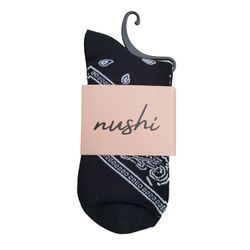 Nushi Black Bandana Paisley Crew Socks