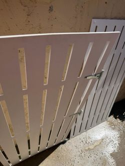 Homemade white fence door plus 1 plain panel