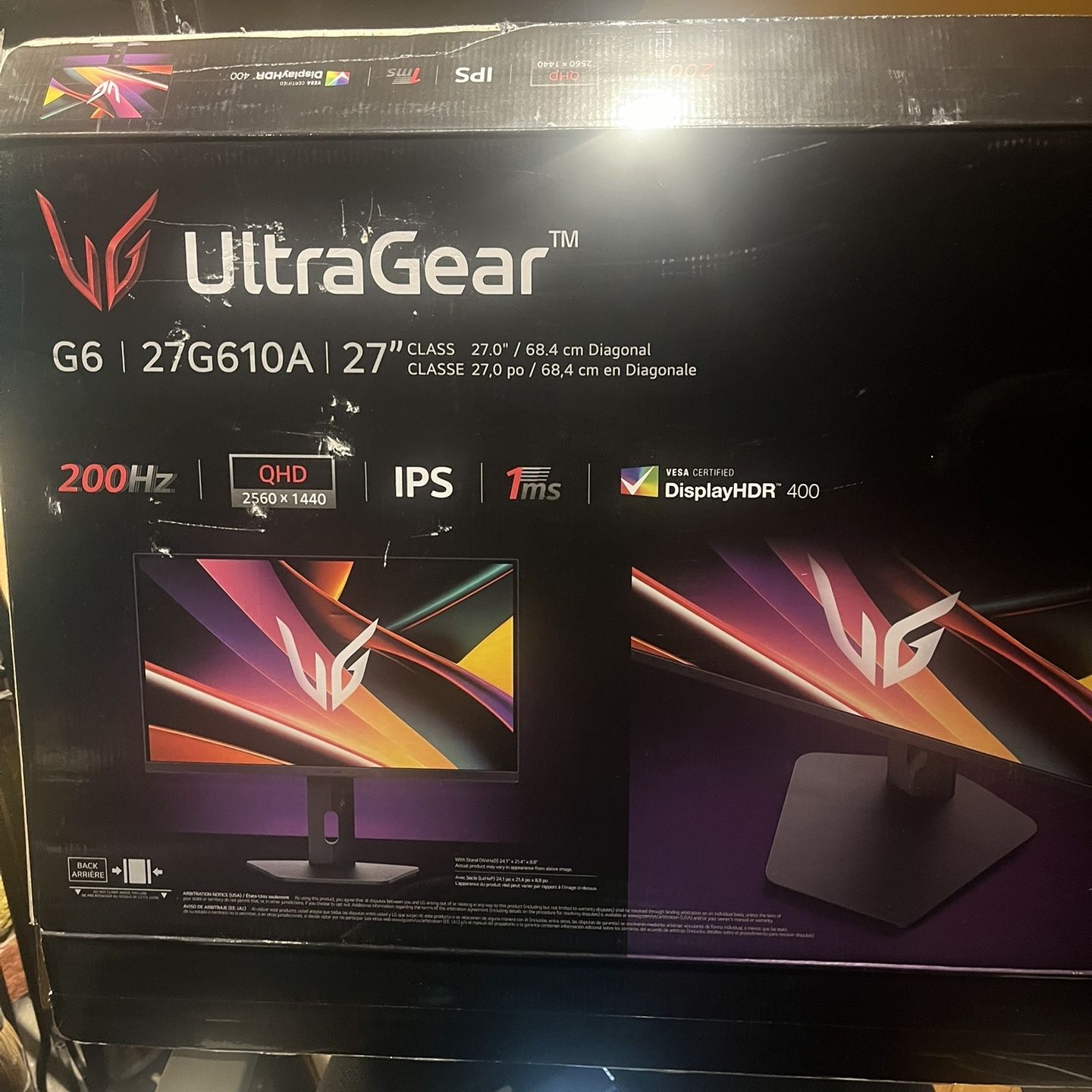 LG UltraGear 1440P 200HZ 27” QHD Gaming Monitor (27G610A-B) for 